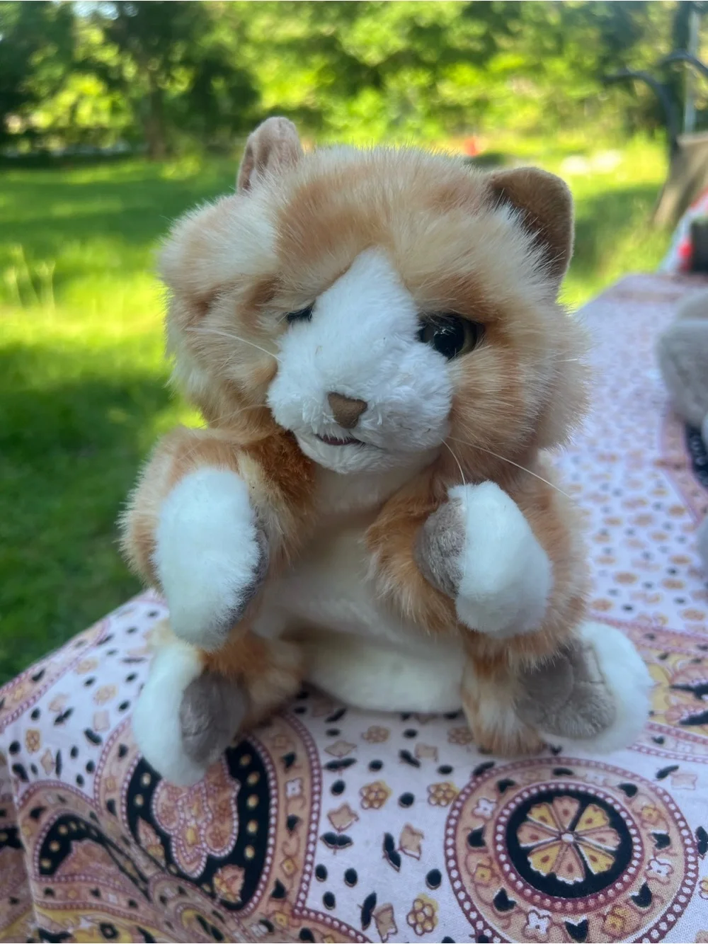 Folkmanis Orange Tabby Kitten Hand Puppet Plush Cat Interactive Toy Realistic